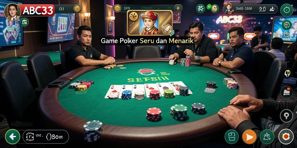 Tampilan gameplay ABC33 penuh aksi seru permainan Poker.