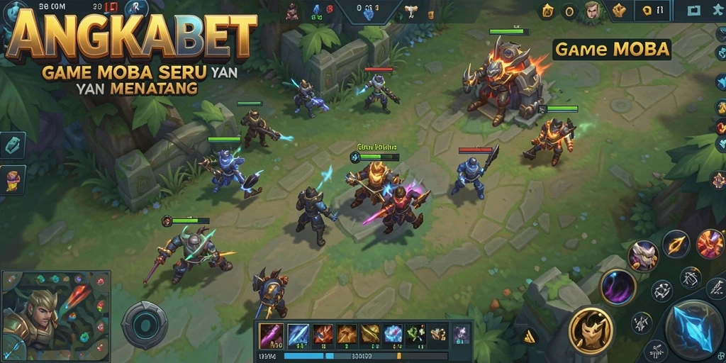 Tampilan gameplay intens dari ANGKABET dalam pertempuran MOBA yang seru.
