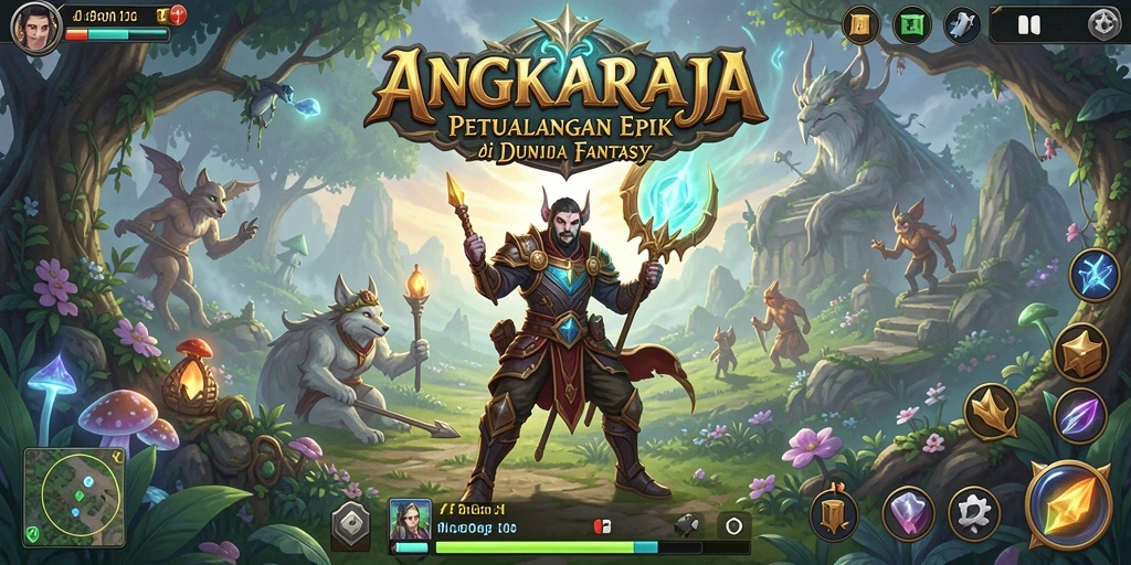 Tangkapan layar gameplay penuh aksi dari ANGKARAJA.