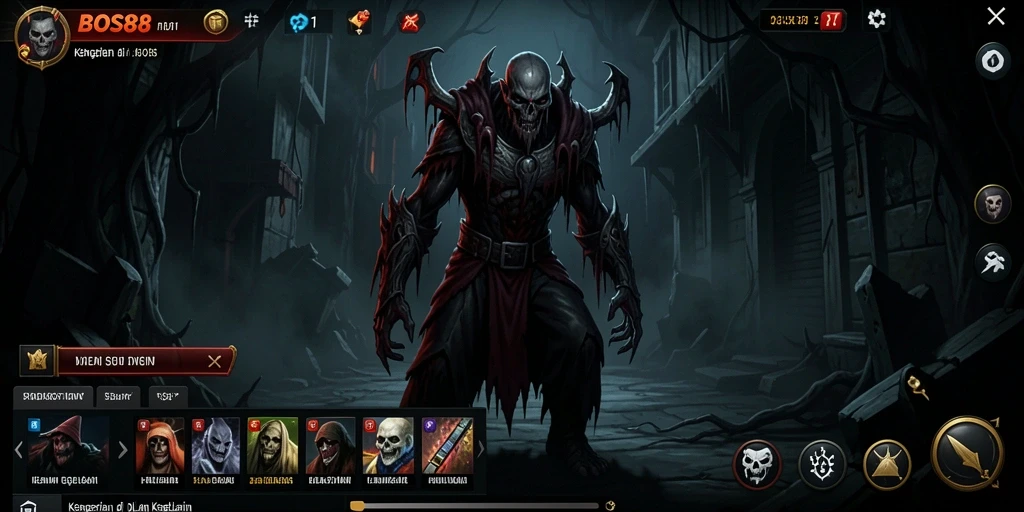Tampilan gameplay menakutkan dengan suasana kegelapan dan misteri.