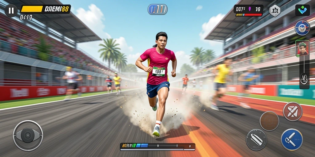 Screenshot dari gameplay DOREMI88 yang menampilkan aksi balapan mendebarkan.