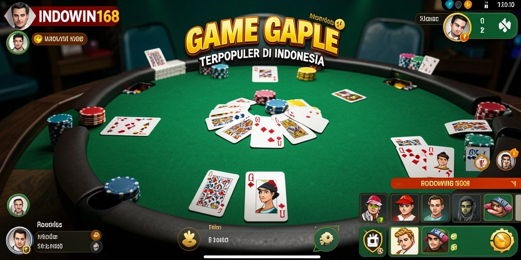 Screenshot gameplay INDOWIN168 menampilkan pemain sedang bermain Gaple.