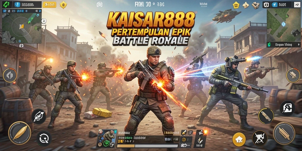 Screenshot gameplay KAISAR888 menampilkan aksi seru dalam pertempuran Battle Royale.
