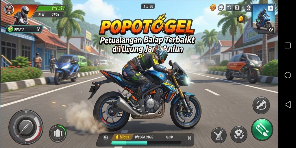 Tampilan menarik dari gameplay balap motor di POPOTOGEL.