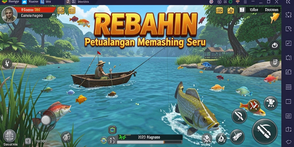 Tangkapan ikan yang besar dalam gameplay REBAHIN.