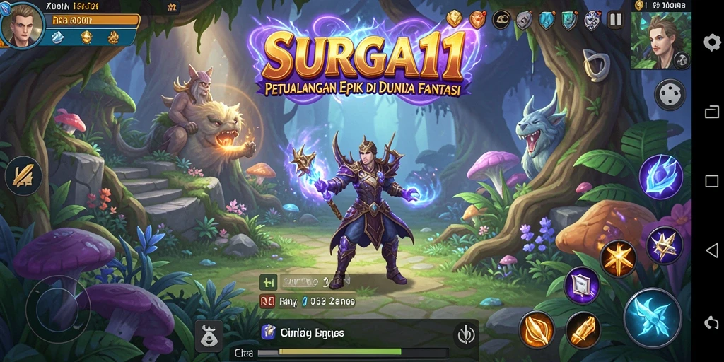 Tangkapan layar SURGA11 menampilkan suasana petualangan fantastis dan grafis menawan.