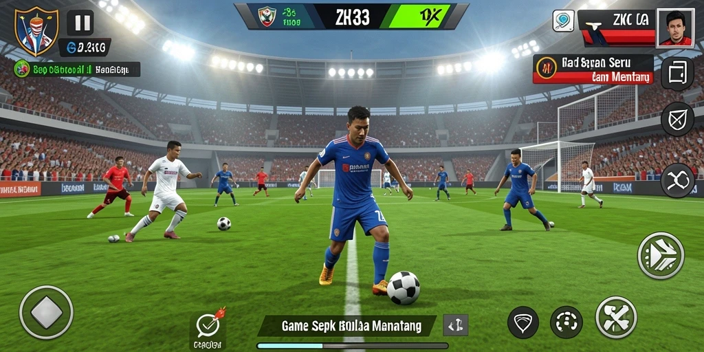 Gameplay ZK3 menampilkan aksi sepak bola yang seru.